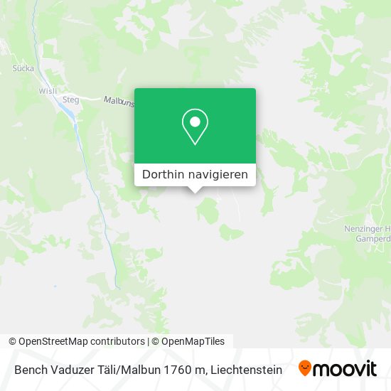 Bench Vaduzer Täli / Malbun 1760 m Karte