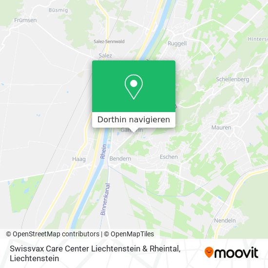Swissvax Care Center Liechtenstein & Rheintal Karte