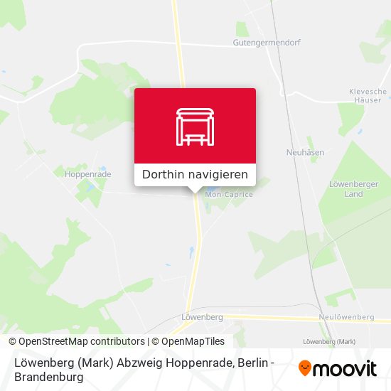 Löwenberg (Mark) Abzweig Hoppenrade Karte
