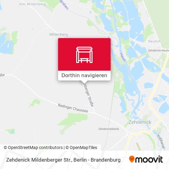 Zehdenick Mildenberger Str. Karte