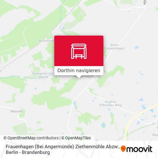 Frauenhagen (Bei Angermünde) Ziethenmühle Abzw. Karte