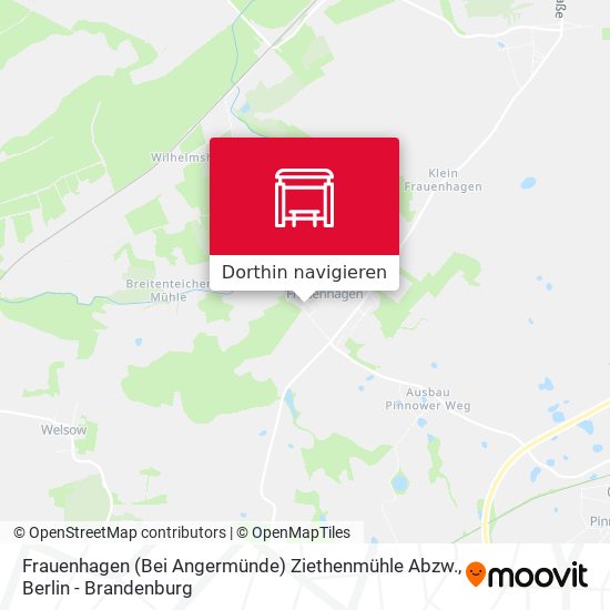 Frauenhagen (Bei Angermünde) Ziethenmühle Abzw. Karte