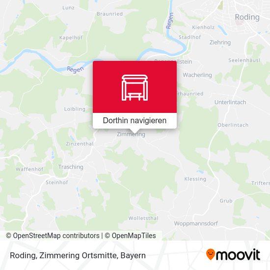 Roding, Zimmering Ortsmitte Karte