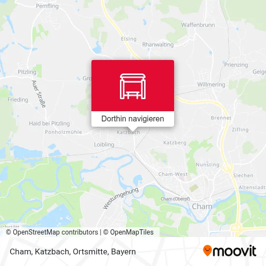 Cham, Katzbach, Ortsmitte Karte