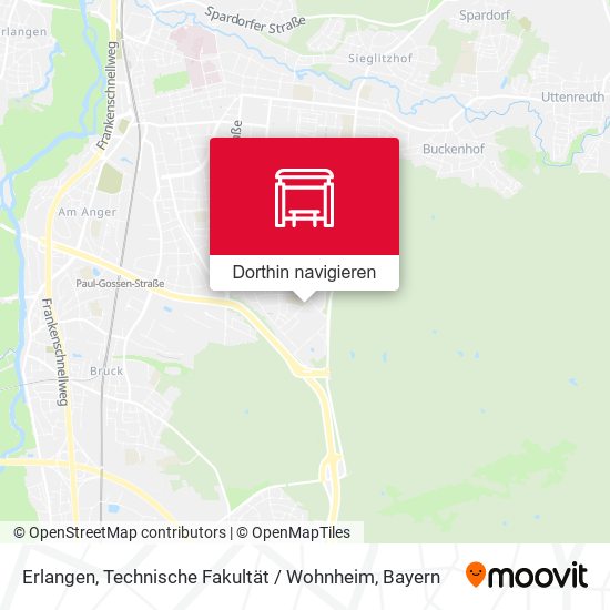 Erlangen, Technische Fakultät / Wohnheim Karte