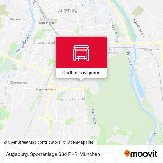 Augsburg, Sportanlage Süd P+R Karte