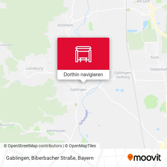 Gablingen, Biberbacher Straße Karte