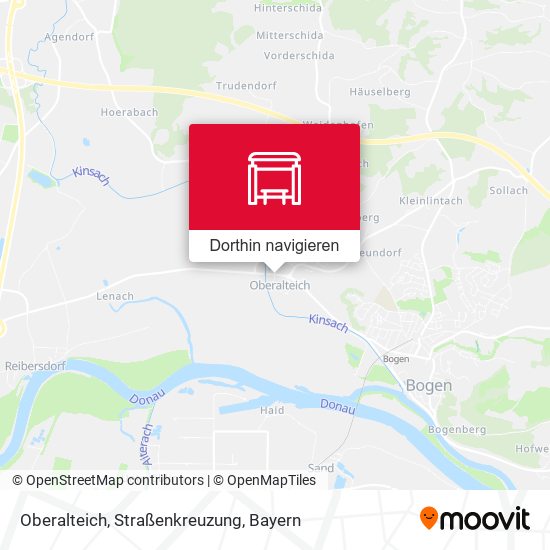 Oberalteich, Straßenkreuzung Karte