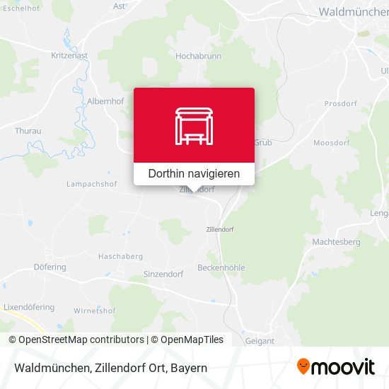 Waldmünchen, Zillendorf Ort Karte