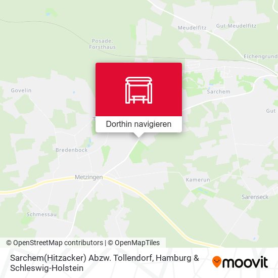 Sarchem(Hitzacker) Abzw. Tollendorf Karte