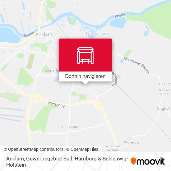 Anklam, Gewerbegebiet Süd Karte