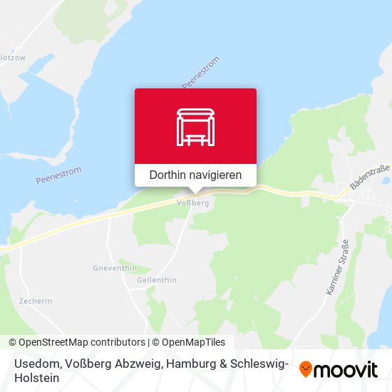 Usedom, Voßberg Abzweig Karte