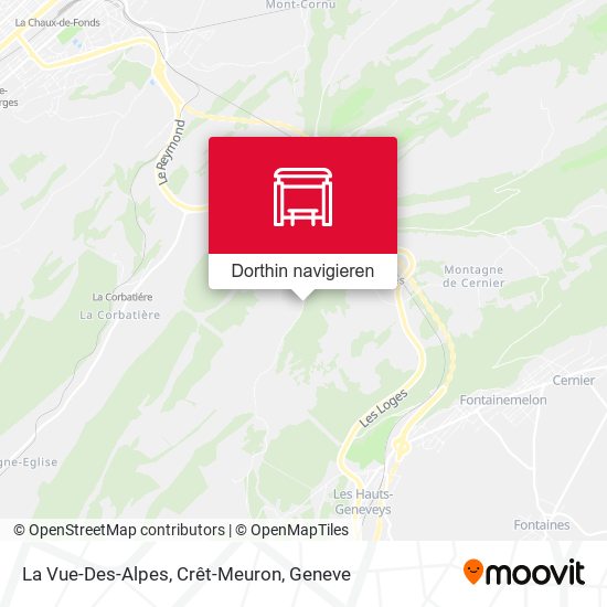 La Vue-Des-Alpes, Crêt-Meuron Karte