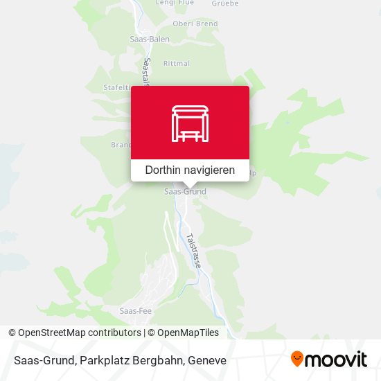 Saas-Grund, Parkplatz Bergbahn Karte