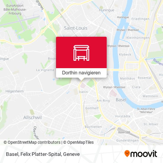 Basel, Felix Platter-Spital Karte