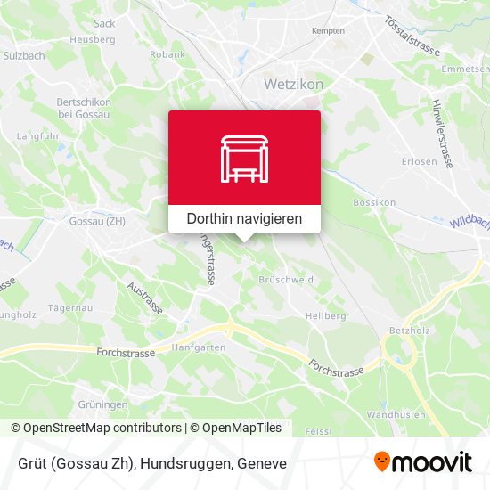 Grüt (Gossau Zh), Hundsruggen Karte