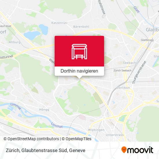 Zürich, Glaubtenstrasse Süd Karte