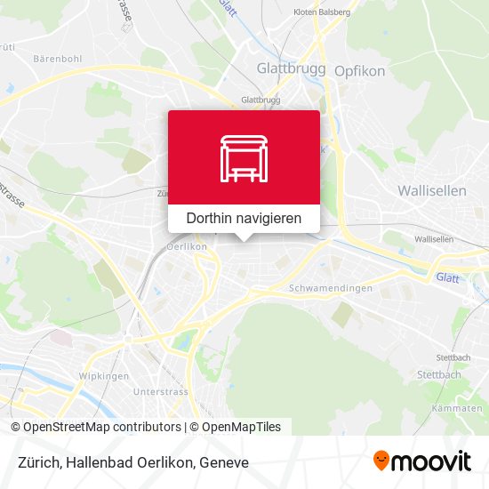 Zürich, Hallenbad Oerlikon Karte