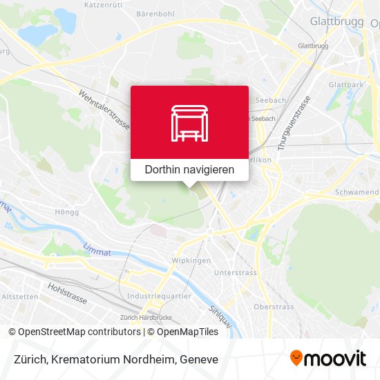 Zürich, Krematorium Nordheim Karte