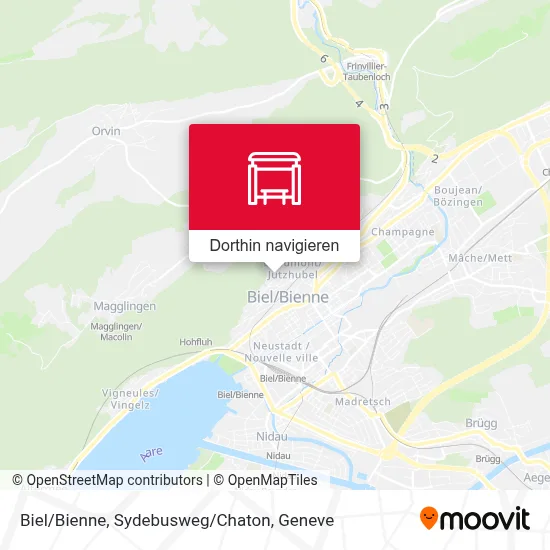 Biel/Bienne, Sydebusweg/Chaton Karte