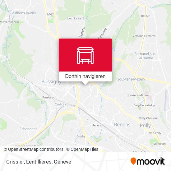 Crissier, Lentillières Karte