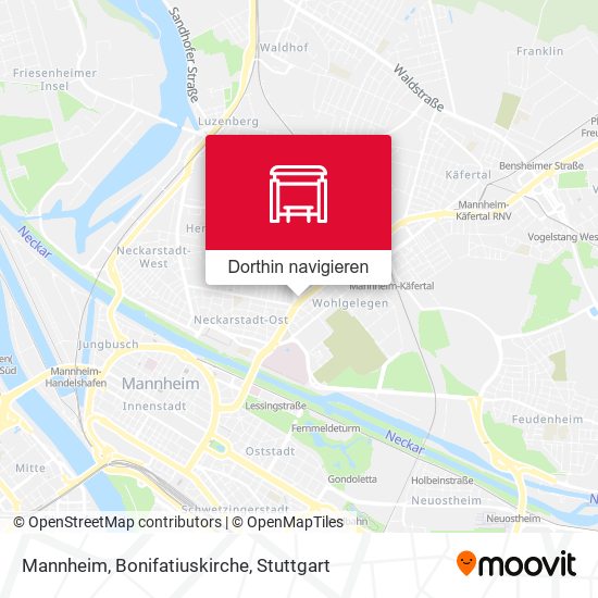 Mannheim, Bonifatiuskirche Karte