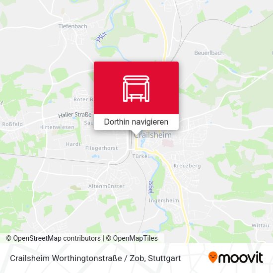 Crailsheim Worthingtonstraße / Zob Karte