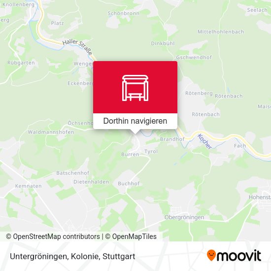 Untergröningen, Kolonie Karte