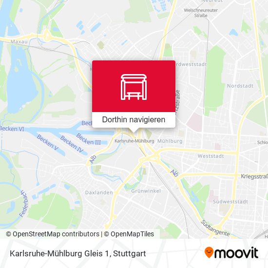 Karlsruhe-Mühlburg Gleis 1 Karte
