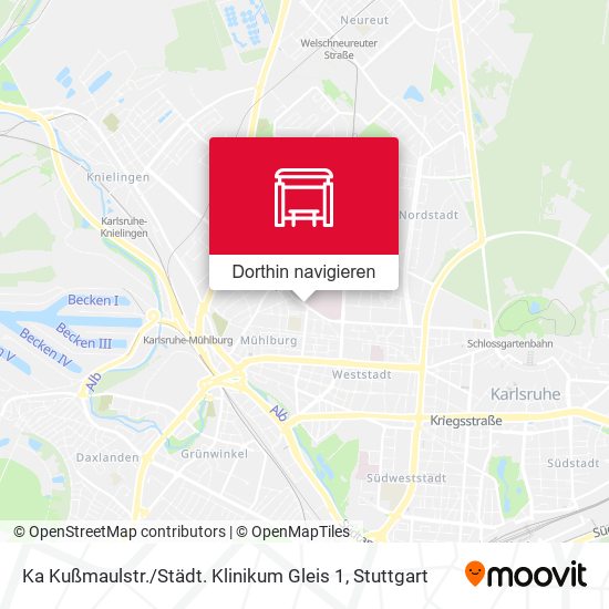 Ka Kußmaulstr. / Städt. Klinikum Gleis 1 Karte