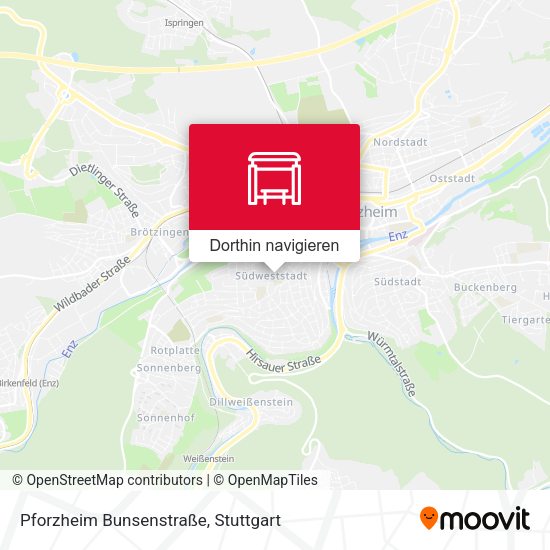 Pforzheim Bunsenstraße Karte