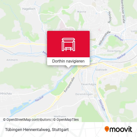 Tübingen Hennentalweg Karte