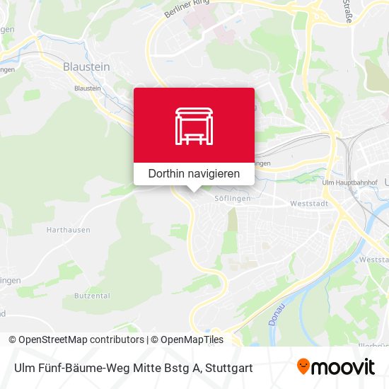 Ulm Fünf-Bäume-Weg Mitte Bstg A Karte