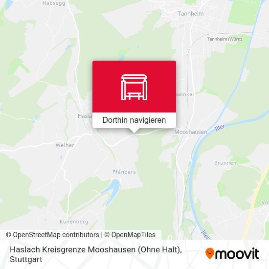 Haslach Kreisgrenze Mooshausen (Ohne Halt) Karte