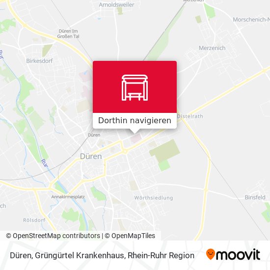 Düren, Grüngürtel Krankenhaus Karte