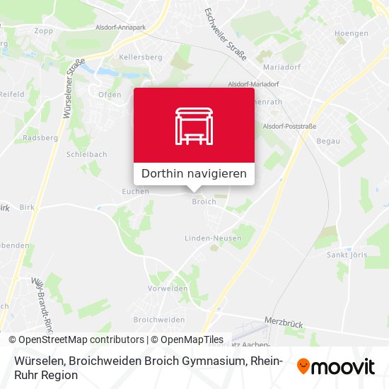Würselen, Broichweiden Broich Gymnasium Karte