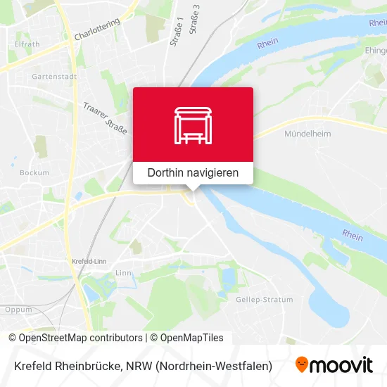 Krefeld Rheinbrücke Karte