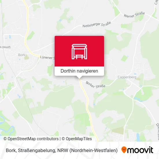 Bork, Straßengabelung Karte