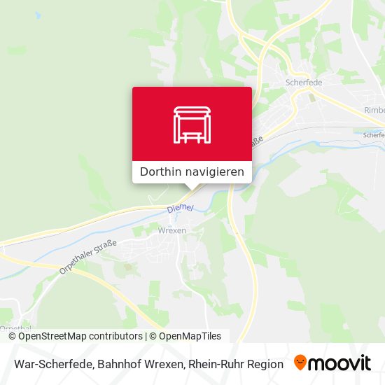 War-Scherfede, Bahnhof Wrexen Karte