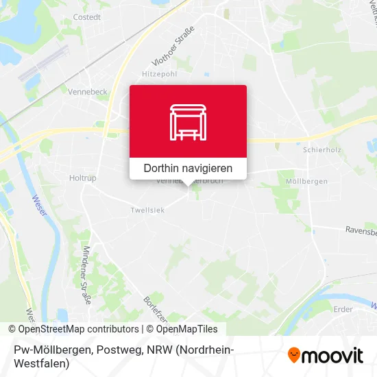 Pw-Möllbergen, Postweg Karte