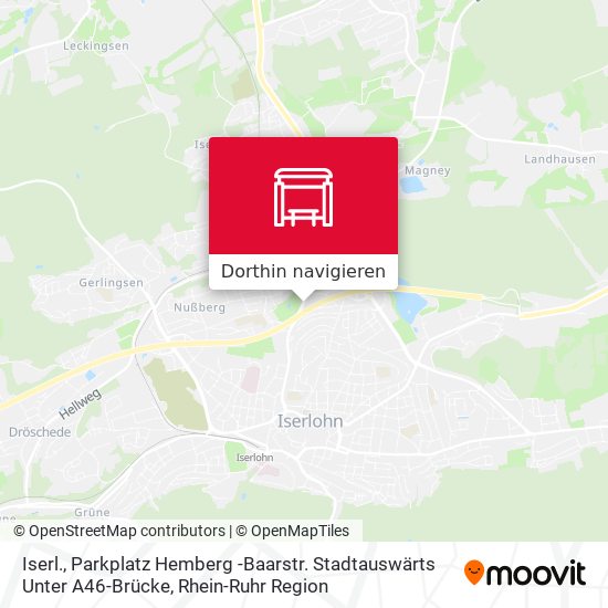 Iserl., Parkplatz Hemberg -Baarstr. Stadtauswärts Unter A46-Brücke Karte