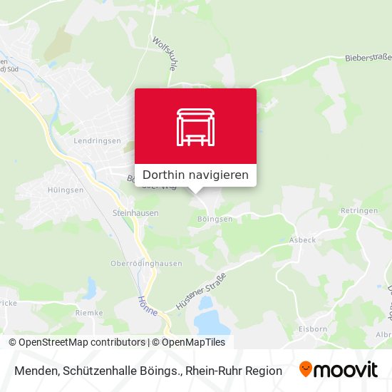 Menden, Schützenhalle Böings. Karte