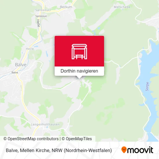 Balve, Mellen Kirche Karte