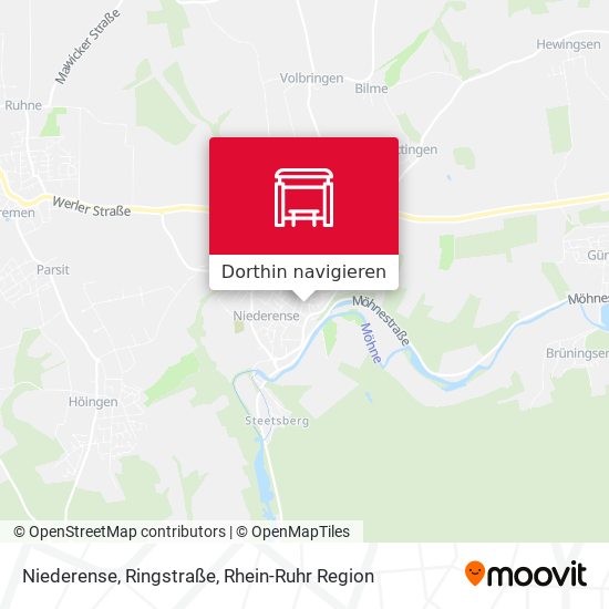 Niederense, Ringstraße Karte