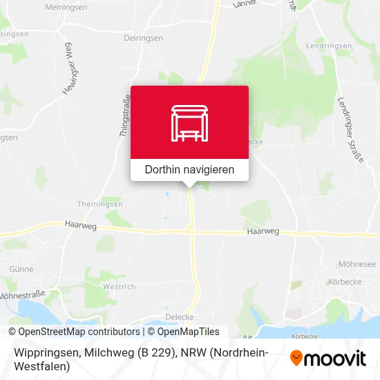 Wippringsen, Milchweg (B 229) Karte