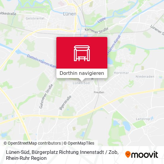 Lünen-Süd, Bürgerplatz Richtung Innenstadt / Zob Karte