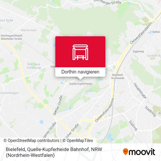 Bielefeld, Quelle-Kupferheide Bahnhof Karte