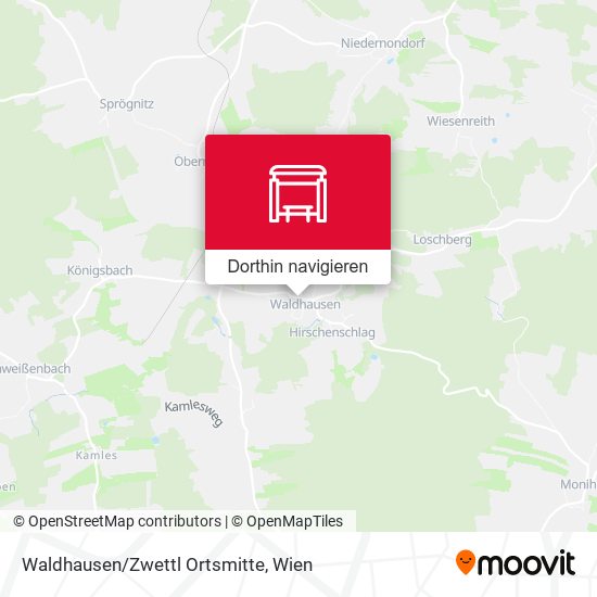 Waldhausen/Zwettl Ortsmitte Karte