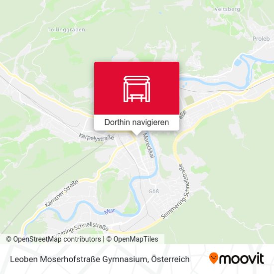 Leoben Moserhofstraße Gymnasium Karte