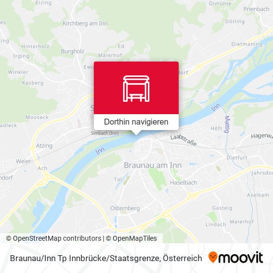 Braunau / Inn Tp Innbrücke / Staatsgrenze Karte